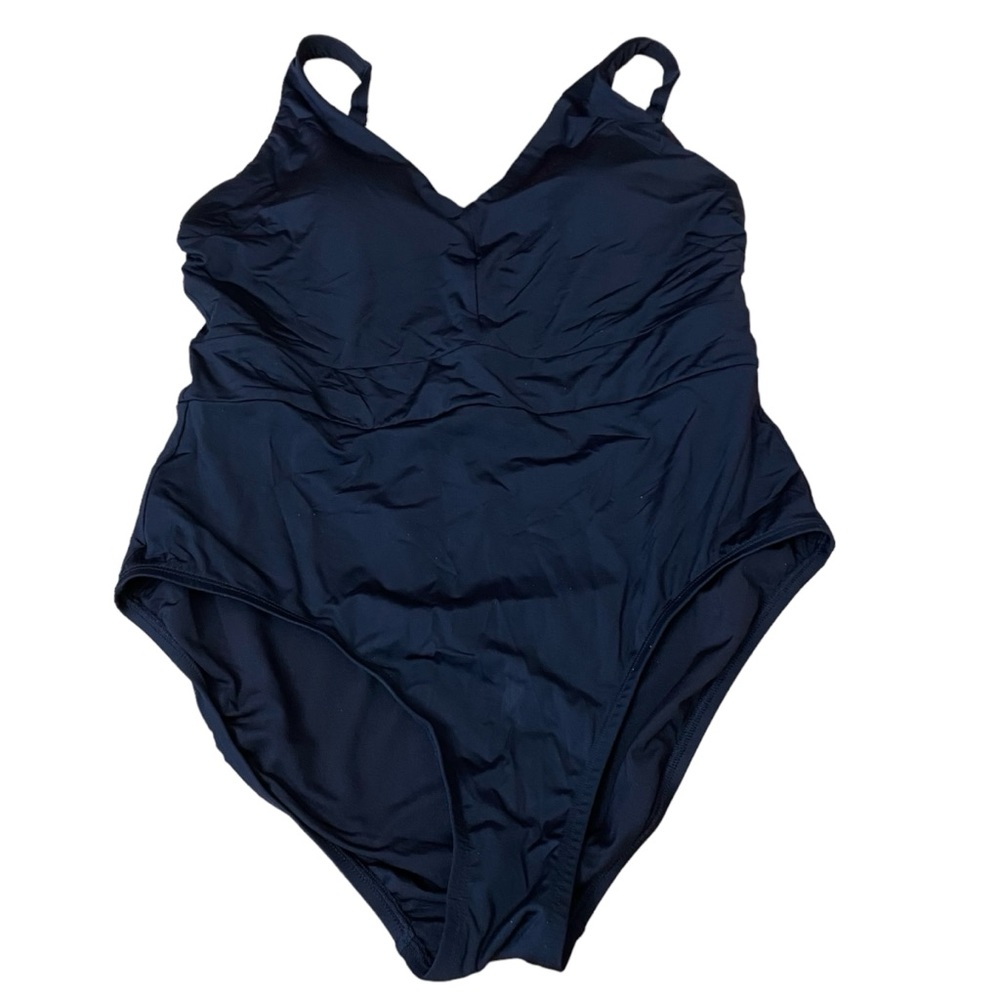 JENTZEN One Piece Swimsuit Black Stretchy Excellent Condition Sz 12
